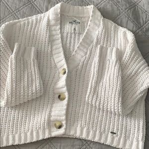 White hollister button up sweater